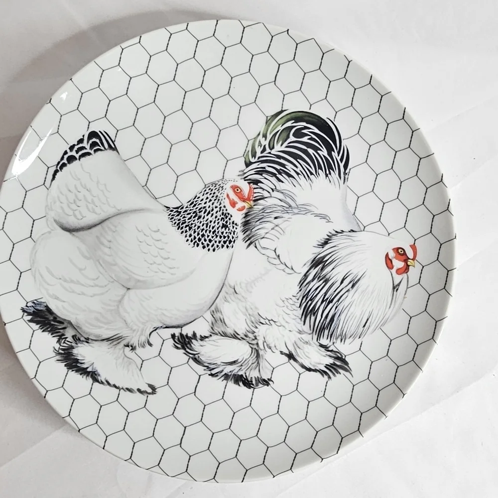 3 Fritz and Floyd Chicken Coop Porcelain Plates